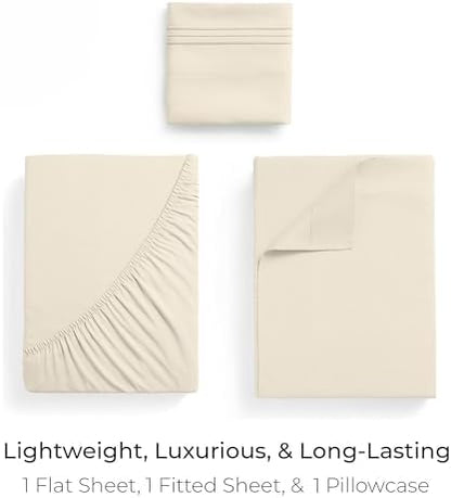Mellanni Iconic 3-Piece, Ultra Soft Sheet Set (Twin, Golden Ivory)