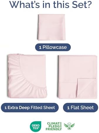 Extra Deep Twin Sheet Set - 3 Piece Breathable & Cooling - Lavender Pink