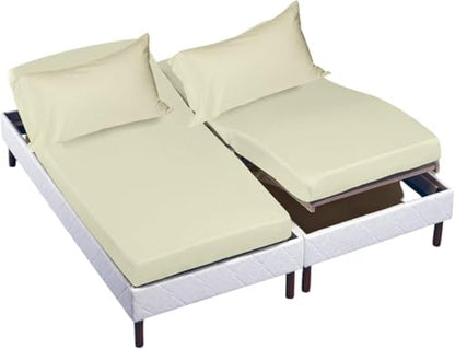 Cottingon 5 PC Split King Sheets Fits 16" Deep, Egyptian Cotton, Ivory