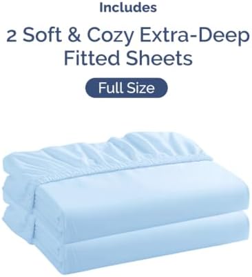 CGK Linens 2 Pack Extra Deep Full Fitted Sheets - Light Blue