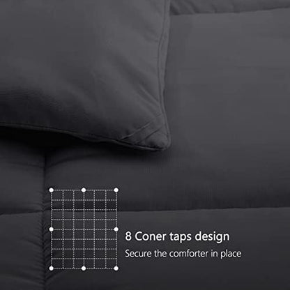Oversized Queen Comforter, All Season Down Alternative Gray Duvet Insert