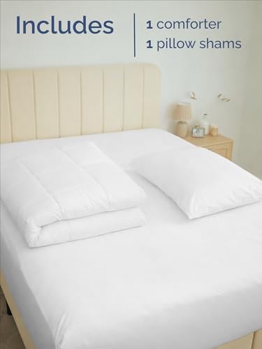 Twin Comforter Set - White Bedding for All Seasons - Soft 2 Piece Bed Set
