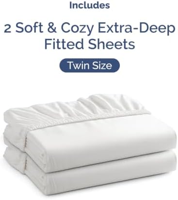 CGK Linens 2 Pack Extra Deep Twin Fitted Sheets - White