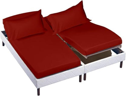 Cottingon 5 PC Split King Sheets Fits 16" Deep, Egyptian Cotton, Burgundy