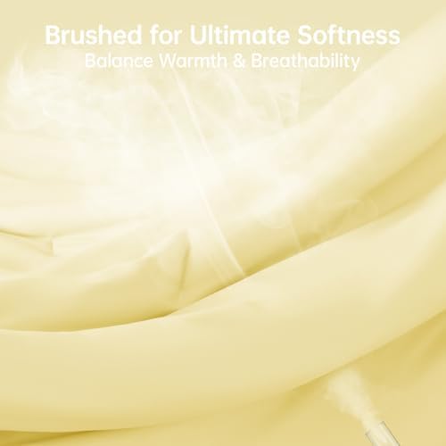 MUXHOMO Oversized King Comforter Sets, All Season Ultra Soft Down Alternative Bedding - 3 Piece Lightweight Bed Set Includes 1 Comforter (120"x98") and 2 Pillow Shams (20"x36"), Cream Yellow