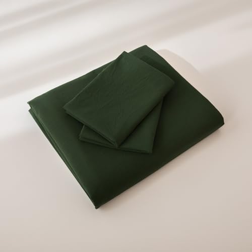 JIYUAN Queen Washed Cotton Duvet Cover Set, 3-Piece, Relaxed Linen Feel
