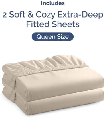 CGK Linens 2 Pack Extra Deep Queen Fitted Sheets - Wheat