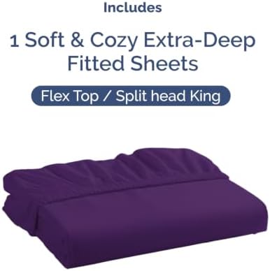 CGK Linens Extra Deep Flex Top Split Head King Fitted Sheet Only - Purple