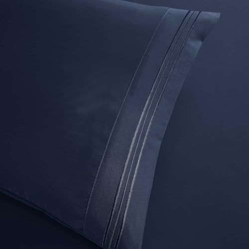 Clara Clark Twin Sheets, 5 Piece Set - Hotel Luxury Sheets for Twin Size Bed, Super Soft Bedding Set, Twin Size, Navy Blue