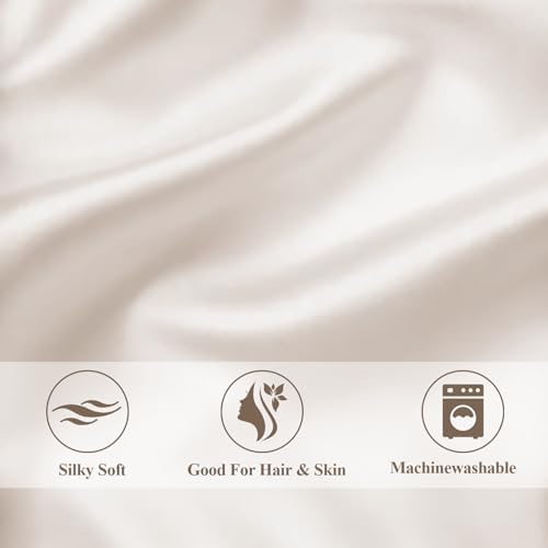 Vielit King Satin Pillowcase for Hair 4 Pack, Similar to Silk Pillow Cases, Easier Care Than Silk Pillowcase, Gifts for Women Men - Beige, 20x36 & Envelope Closure and 2 Satin Scrunchies