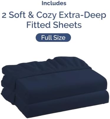 CGK Linens 2 Pack Extra Deep Full Fitted Sheets - Navy Blue