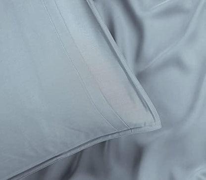 Stylinen 100% Organic Eucalyptus Bed Sheets Queen Size 4 Piece Set, Tencel Lyocell, Silky Soft & Smooth, Breathable, 16 Inch Deep Pockets, 1 Fitted, 1 Flat, 2 Pillowcases (Queen, Sky Blue)