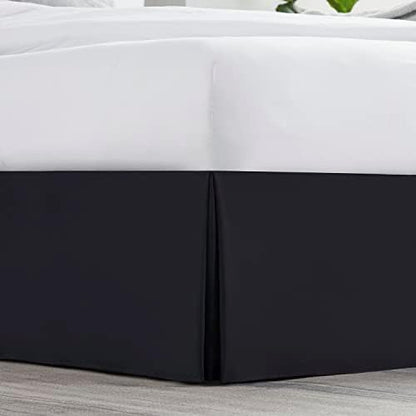 Nestl Black Twin XL Bed Skirt - Twin XL Size Bed Skirt 14 Inch Drop - Brushed Microfiber Bed Skirts - Hotel Quality Pleated Bed Skirt - Shrinkage & Fade Resistant