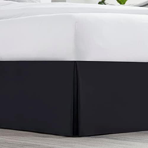 Nestl Black Bed Skirt Cal King Size - Cal King Bed Skirt 14 Inch Drop - Brushed Microfiber Bed Skirts - Hotel Quality Pleated Bed Skirt - Shrinkage & Fade Resistant