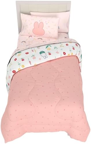 Miffy Bedding 5 Piece Super Soft Cozy Reversible Comforter and Sheet Set with Sham, Twin, (Officially Licensed Product) by Franco
