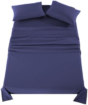 Kingnex Queen Sleeper Sofa Bed Sheets for 60x74 Pull Out Sofa Bed with 4-6 Deep Pocket Soft Double Brushed 1800 Microfiber 4 Piece Bedding Set Navy