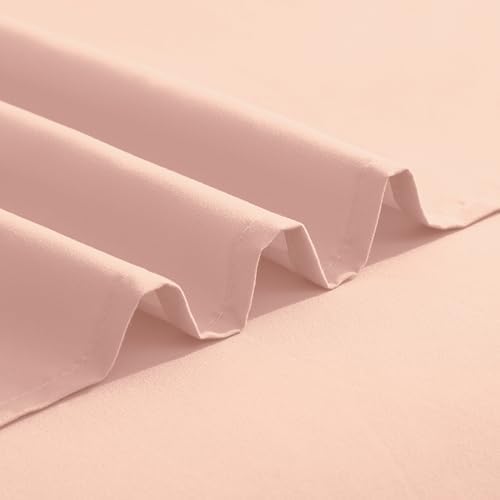 Elegant Comfort Luxurious 1500 Premium Hotel Quality Microfiber Three Line Embroidered Softest 4-Piece Bed Sheet Set, Wrinkle and Fade Resistant, Full, Blush Pink