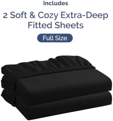 CGK Linens 2 Pack Extra Deep Full Fitted Sheets - Black