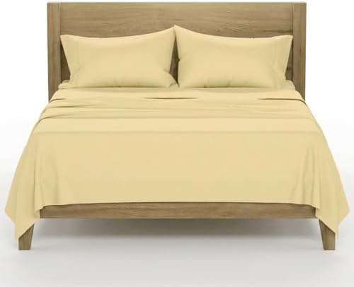 TEXAS LINEN CO. 100% Egyptian Cotton Sheets California King Size - 1500 Series 4 PC Calking Sheets Egyptian Cotton, Soft, Cooling Sateen Sheet, High Series Sheet California King - Beige