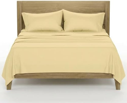 TEXAS LINEN CO. 100% Egyptian Cotton Sheets California King Size - 1500 Series 4 PC Calking Sheets Egyptian Cotton, Soft, Cooling Sateen Sheet, High Series Sheet California King - Beige