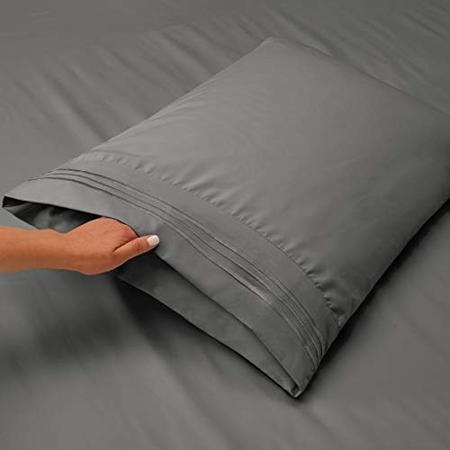 Clara Clark Flex Top King Sheets, 6 Piece Set - Hotel Luxury Sheets for Top Split King Bed, Super Soft Bedding Set, Head Split King Charcoal Gray