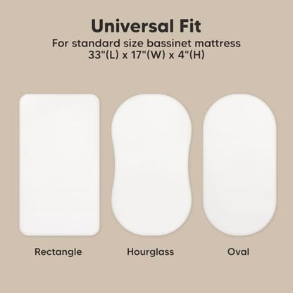 2pk Organic Baby Bassinet Sheets Boys, Girls, Fitted Sheet (Soft White)