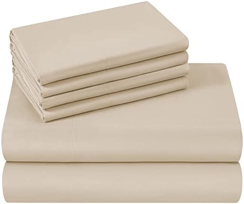 HOMEIDEAS King Size Bed Sheets - 6 Piece Set (Cream) - Extra Soft Brushed Microfiber 1800 Bedding Sheets, Deep Pocket, Wrinkle & Fade Free