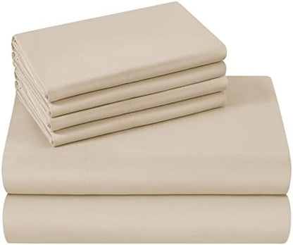HOMEIDEAS King Size Bed Sheets - 6 Piece Set (Cream) - Extra Soft Brushed Microfiber 1800 Bedding Sheets, Deep Pocket, Wrinkle & Fade Free