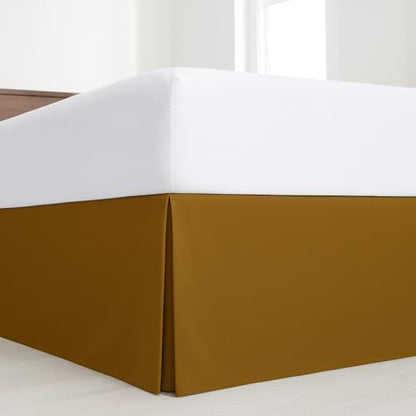 Mattress-Homes Luxury Box Pleated Bed Skirt Split Corners Platform Style Easy Fit Fade & Wrinkle Resistant with Tailored Drop 21 Inch (Full, Taupe)