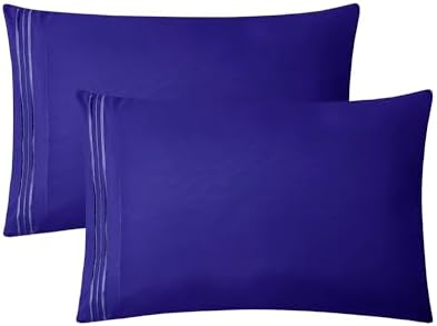 Clara Clark Bed Sheets, Premier 1800 Series 4 Piece Bed Sheet Set, Deep Pocket, Wrinkle, Fade, Stain Resistant, Luxury Soft Bedding Sheets & Pillowcases, Split King, Royal Blue