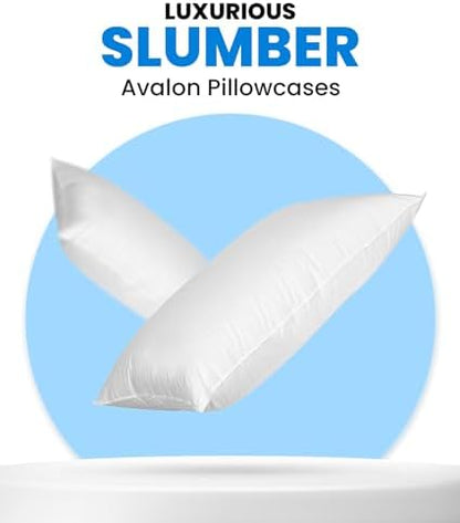 Avalon Bedding Pillow Cases Standard Size White Pillow Cases Set of 4 Cotton Blend 200 TC Soft & Breathable Perfect for Home & Hospital, Hotel Quality Queen Pillow Protectors 30x20 Inches (Pack of 2)