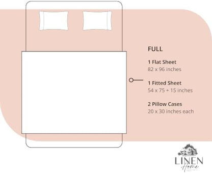 Linen Home Full Size 100% Cotton Percale Sheets, 4 Pc Set - Tropical Peach