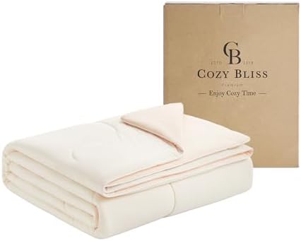Cozy Bliss Cooling Comforter Twin Size x Sorona® Viscose Natural Fiber, Reversible Silky Smooth Cooling Blanket with Q-Max＞0.45 for Hot Sleepers & Night Sweats, Creamy Ivory White, 68"x90"