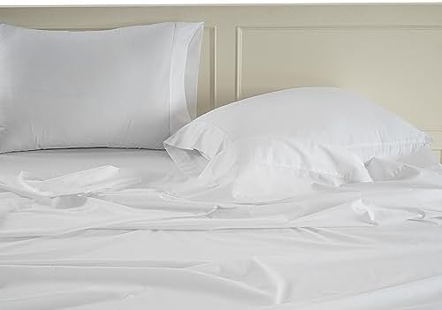 LANE LINEN Full Size Sheet Set 100% Organic Cotton Soft 8pc Percale - White