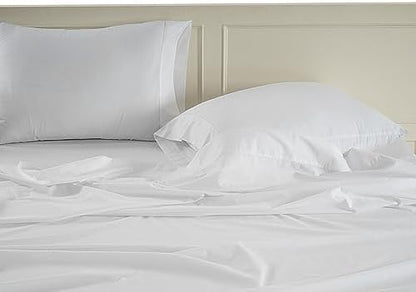 LANE LINEN Full Size Sheet Set 100% Organic Cotton Soft 8pc Percale - White