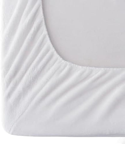 Elegant Comfort Luxuriously Soft 4-Piece Velvet Plush Flannel Sheet Set - Premium Quality - Cozy Warm, Anti-Static, Non Pilling Fuzzy Velvet Flannel Fleece Deep Pocket Sheet Set - Full, White