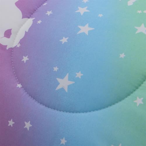 NTBED 5Pcs Glow in The Dark Kids Comforter Set Rainbow Unicorn Twin Bedding