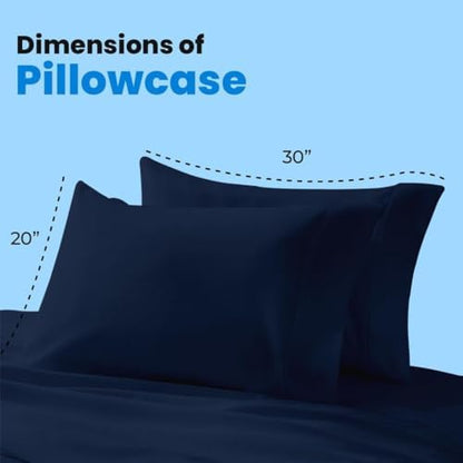 Avalon Bedding Pillow Cases Standard Size Navy Blue Pillow Cases Set of 24 Cotton Blend 200 TC Soft & Breathable Perfect for Home & Hospital, Hotel Quality Queen Pillow Protectors 30x20 Inches