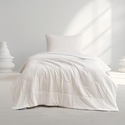 Hotel Grand Cooling Comforter for Hot Sleepers, Cooling Blankets Full/Queen Size, Q-Max>0.4, Breathable and Soft, Lightweight Blankets for Summer (White, 90"x90", Packed with Cooling Pillowcase)