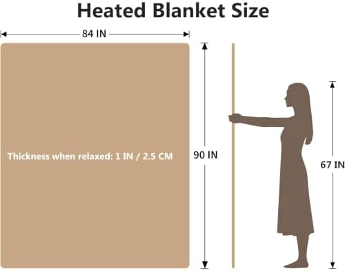Heated Blanket Queen Size，Dual Control Electric Warm Throw with Preheat & Memory Function, 10 Heat Settings, Fast Heating, Premium Quilted, Machine Washable, 84"×90"