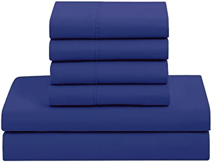 Sweet Home Collection 7 Piece Comforter Set Bag Solid Color All Season Soft Down Alternative Blanket & Luxurious Microfiber Bed Sheets, Royal Blue, Full