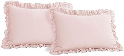 Lush Decor Reyna Ruffle Comforter Set - 3 Piece Cozy Ruffled Bedding Set - Timeless Elegance and Comfort for Dorm Room - Full/ Queen, Blush
