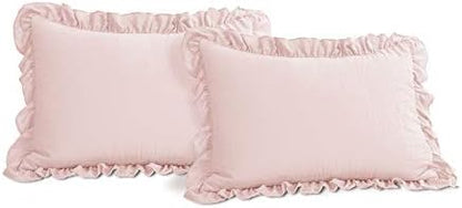 Lush Decor Reyna Ruffle Comforter Set - 3 Piece Cozy Ruffled Bedding Set - Timeless Elegance and Comfort for Dorm Room - Full/ Queen, Blush