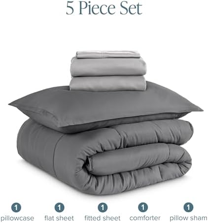 Bare Home Bed-in-A-Bag 5 Piece Set (Twin XL, Grey/Light Grey)