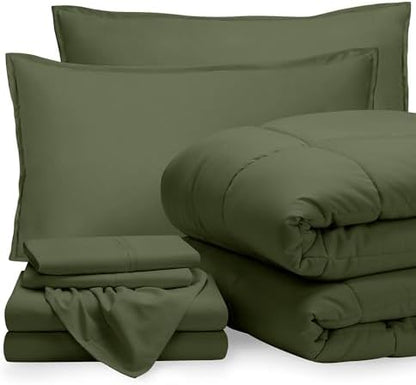 Bare Home Bed-in-A-Bag 7 Piece Set (Queen, Cypress/Cypress)