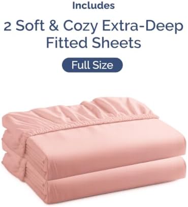 CGK Linens 2 Pack Extra Deep Full Fitted Sheets - Baby Pink