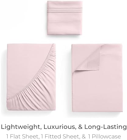 Mellanni Iconic 3-Piece, Ultra Soft Sheet Set (Twin, Blush Pink)