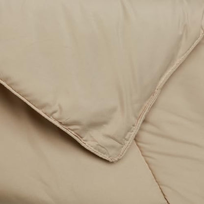 Sweet Home Collection 5 Piece Comforter Set Bag Solid Color All Season Soft Down Alternative Blanket & Luxurious Microfiber Bed Sheets, Beige, Twin XL