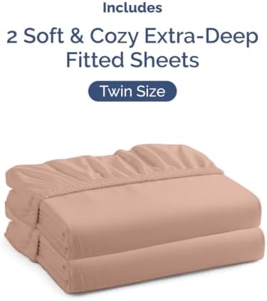 CGK Linens 2 Pack Extra Deep Twin Fitted Sheets - Mauve