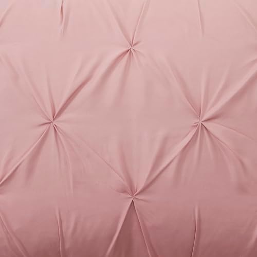 5 Piece Comforter Set Bed in a Bag Ombre Pintuck Design All Season Soft Down Alternative Bedding Comforter Set & Luxurious Matching Bed Sheets & Pillow Sham, Ombre Pintuck Blush, Twin